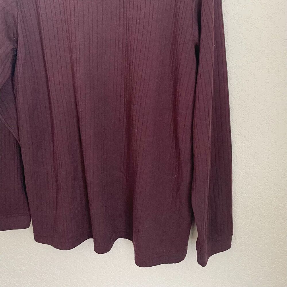 Perry Ellis Men’s Mock Neck Long Sleeve Knit Shirt Large Maroon - Picture 9 of 10